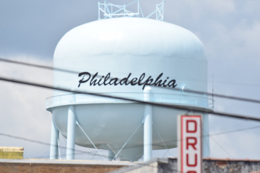 Work was completed this week on painting the Philadelphia water tower.